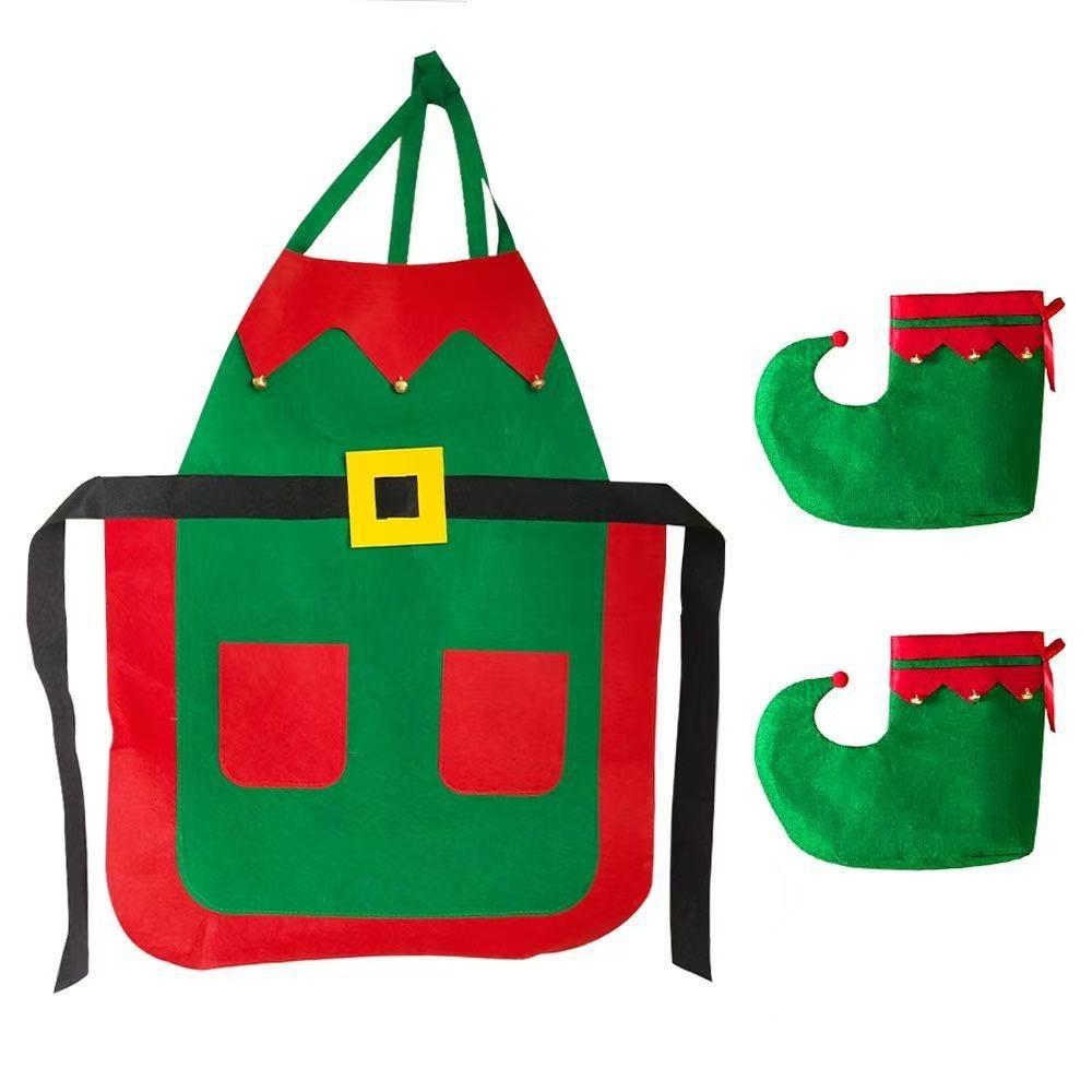 Gift Funny Christmas Apron Set Stain-proof Protective Kitchen Cooking Apron Unisex Cute Christmas Cosplay Costume Cosplay Party