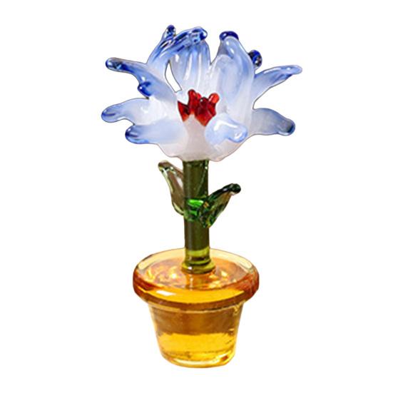 

Handcraft Glass Flowers Figurines Hand Blown Mini Potted Flower Ornament Collectible Floral Gifts for Mother s Day Birthday Christmas A