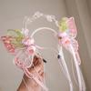 Silk Ribbon Butterfly Flowers Hairband Pearl Beads Decorative Headwear Floral Headwear  Women Wear
