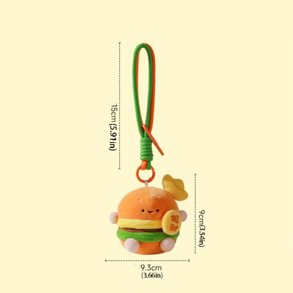 Key Buckle Hamburg Key Chain Lucky Plush Food Keychain Creative Fortune Burger Pendant  Women