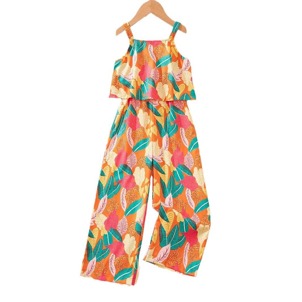 Girls Fashion Floral Print Romper Summer Kids Casual Romper