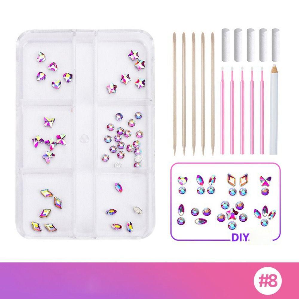 Dental Tooth Gems Diamond Dental Jewelry Crystal Diamond Ornament DIY Tools with Self-adhesive Box Denture Acrylic