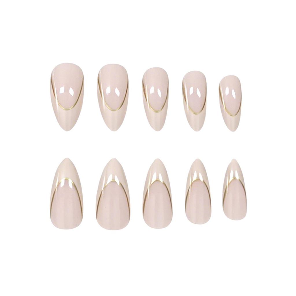 24 Nail Art Phnom Penh French Nude Gentle Light Luxury Simple Long Almond Wearing Nail