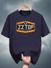 ZZTOP Texas Blue Cotton Graphic T-shirt - Casual Crew Neck