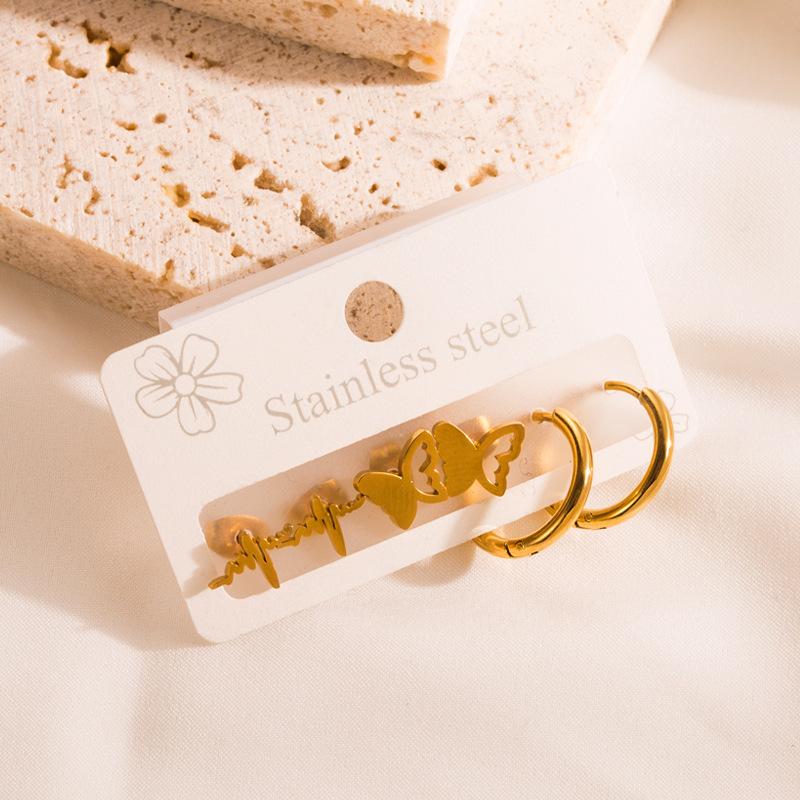 Kvinners stud øredobber Hjerteformet Creative Micro Sett Farge Zircon Overdreven Tilbehør Øredobber