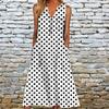Summer Fashion Print V-neck Plus Size Dress Women Pocket Striped Sleeveless Casual Dresses Women Solid Elegant Loose Dress Lady 24260
