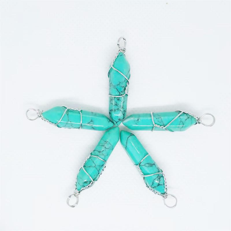 Hexagonal Double-Ended Crystal Pendant DIY Jewelry Accessory