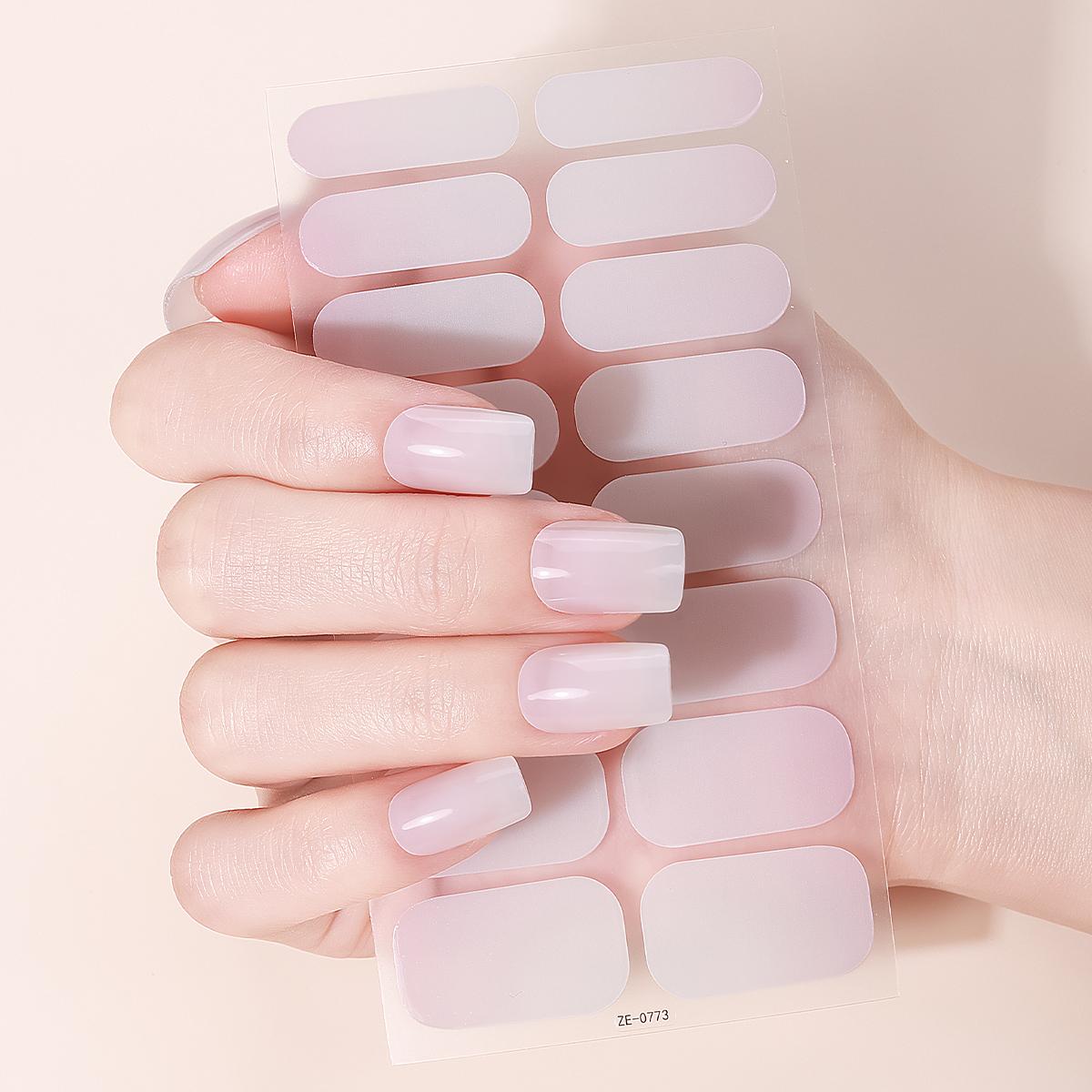 16 Stickers pour Ongles Full Cover Dégradé Bandes de Vernis à Ongles Pures Longue Tenue Autocollants Wraps pour Ongles Décor Manucure DIY gray