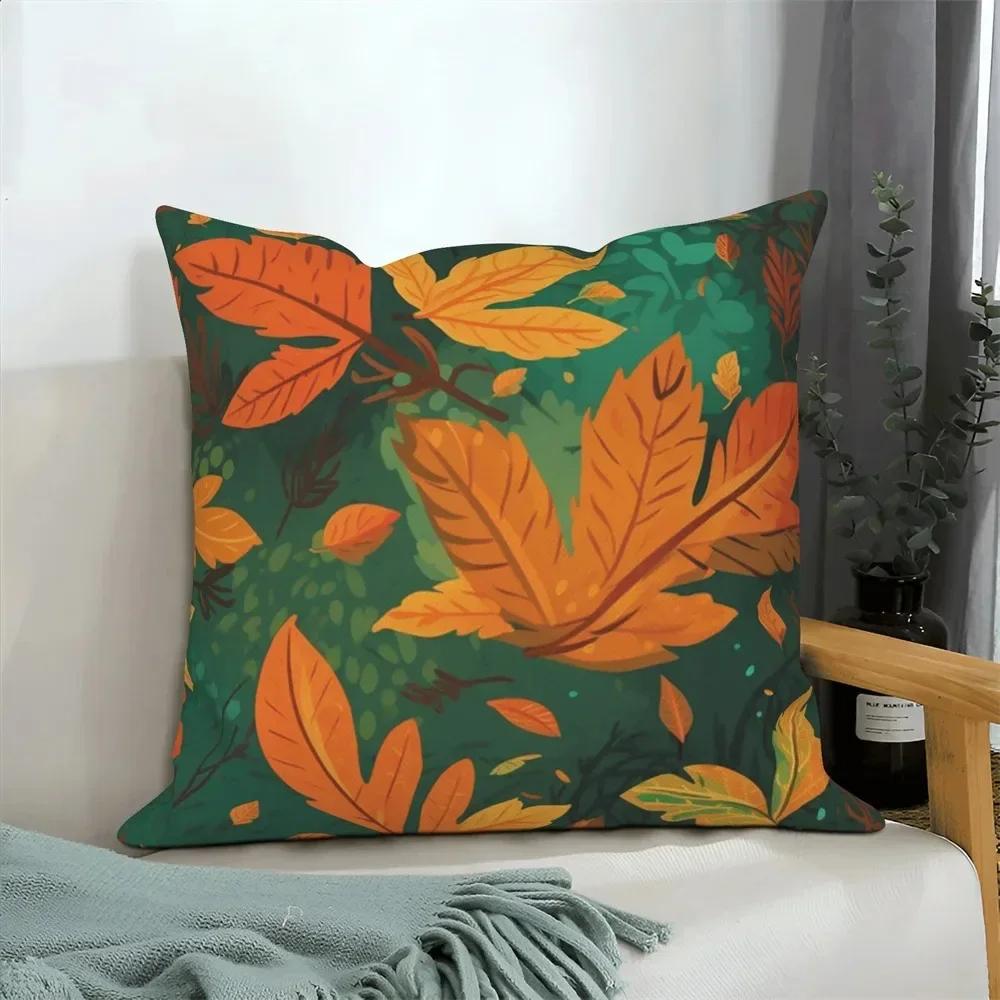 Autumn Scenery Home Decoration Cushion Cover Autumn Leaf Forest Print Sofa Decoration Pillow Cover