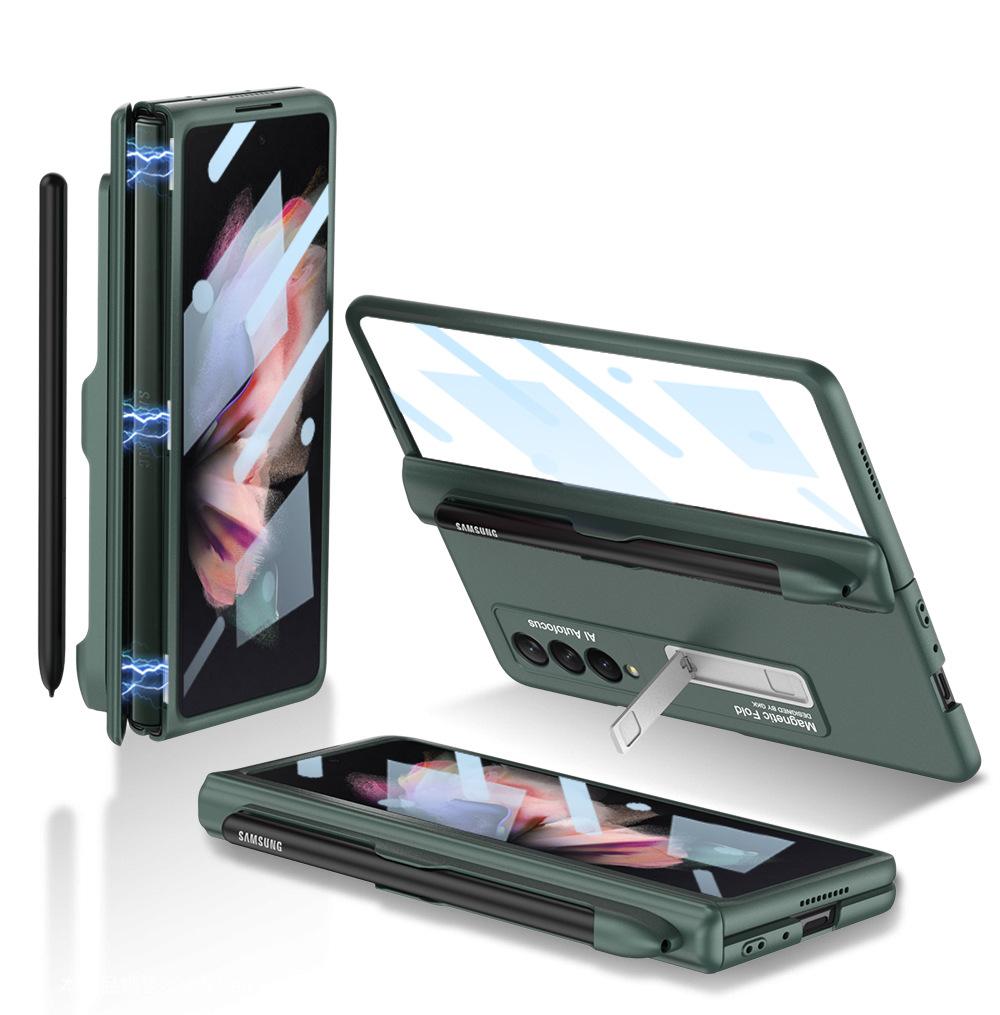 Suitable for Samsung Fold3 Mobile Phone Case Folding Screen Full inclusive Anti Fall W22 Creative Hinge Magnetic Pen Slot Central Shaft Protection