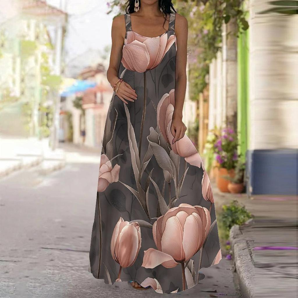 Women's Slip Dress Maxi Long Dress Flower Pattern Print Dress Spring & Summer Leisure Vacation