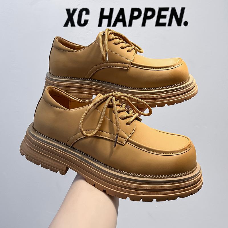 Schnürschuhe kleine Lederschuhe Herren Britischer Stil Studenten Plateauschuhe 2024 neue College Slipper 44316-A
