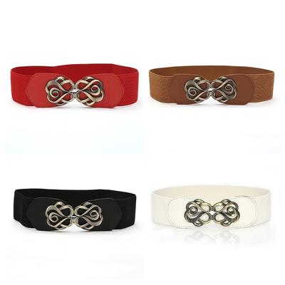 Elastic Waist Belt Punk Chain for Cowboy Cowgirl Modern Rose Buckle Waist Chain Wide Belt Fashion Accessory