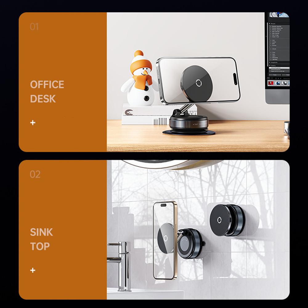 15W Wireless Charger Magnetic Car Phone Holder 360° Rotation Foldable Suction Cup Stand Call Navigation Phone Bracket