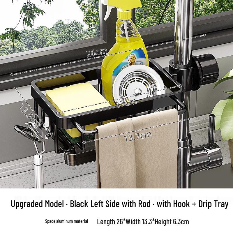 Kitchen Multifunctional Draining Rack & Sink Storage Basket for Sponge & Dishcloth