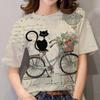 Cute Cat Pattern T Shirt For Women Pet Animal 3D Printed Short Sleeves Tees Summer Casual Loose T-Shirts Streetwear O-Neck Tops