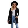 2023 Autumn Women's Brushed Ribbed Long Sleeve Cardigan Coat