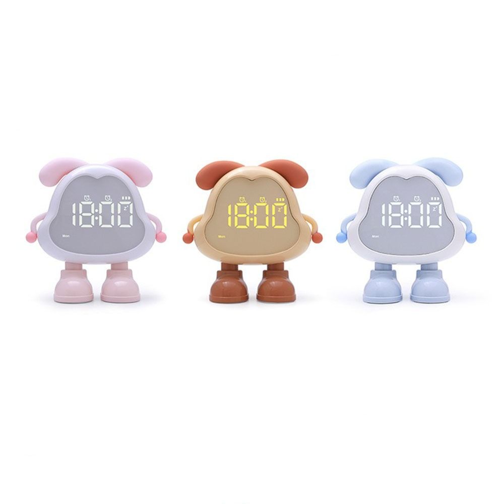 With Light Puppy Alarm Clock Large Volume USB Rechargeable Children's Night Light Timer LED Display Cute Bedside Clock