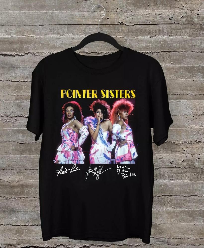 

NEW Rare The Pointer Sisters Signature Gift Fan Black All Size Shirt Unisex T-Shirt XL