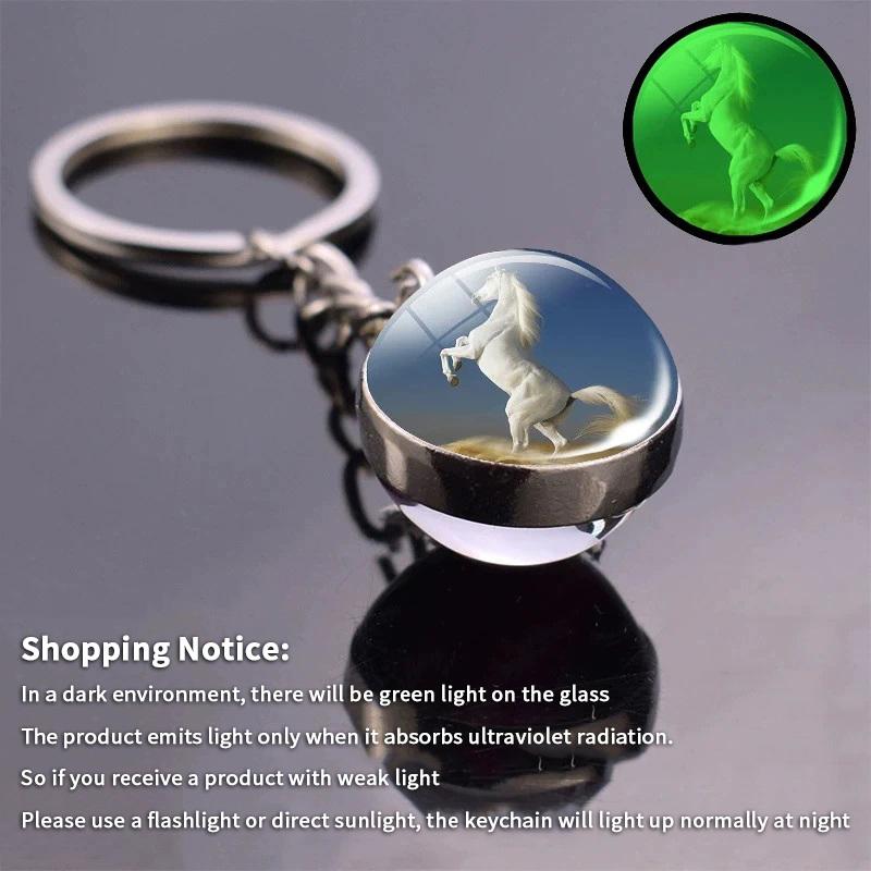 Glow In The Dark Horse Pendant Glowing Horse Stuff Luminous Horses Glass Ball Pendant Crazy Horse Lovers Gifts