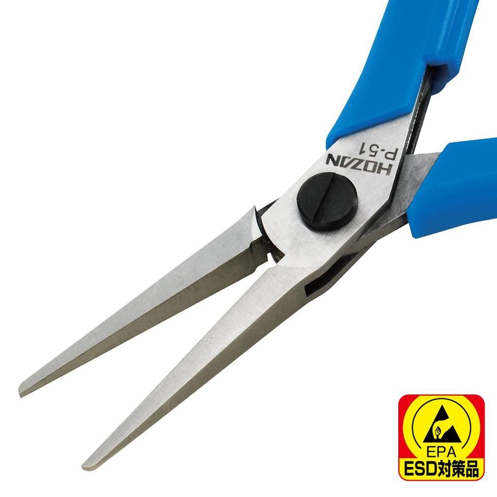 HOZAN Precision Pliers, 0.08mm diameter ultra-fine copper wires can be firmly grasped at the tip, anti-static specifications P-51