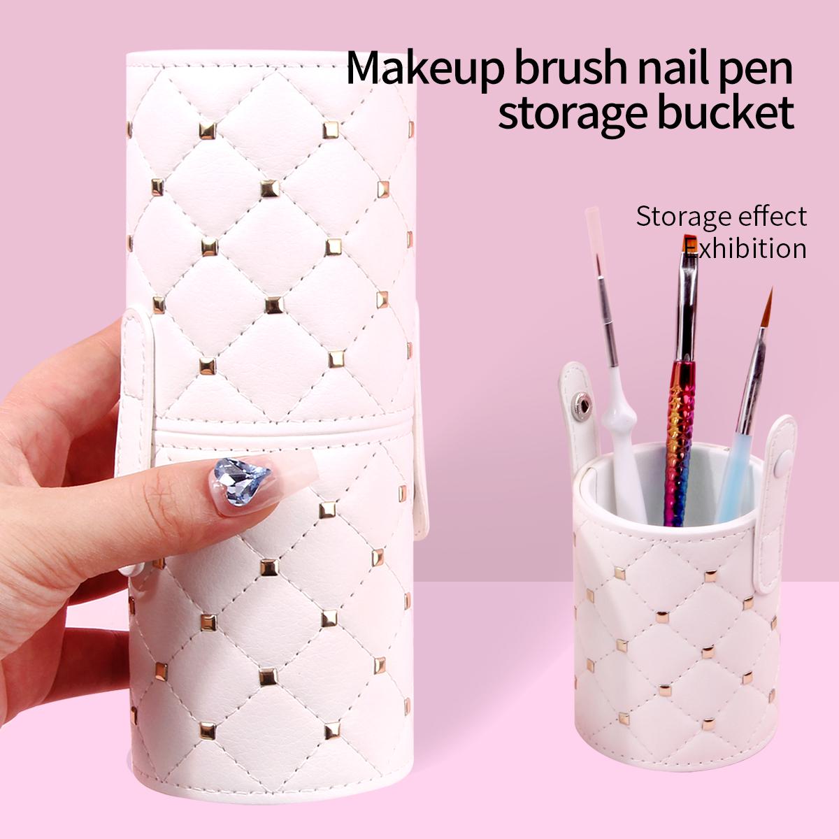 Портативный держатель для кистей для макияжа, коробка для хранения косметических кистей с крышкой, большой вместимости, держатель для кистей для макияжа
