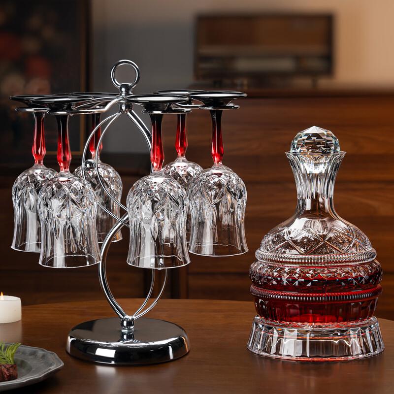 Handon Ribbed Wine Glass Set with Rack