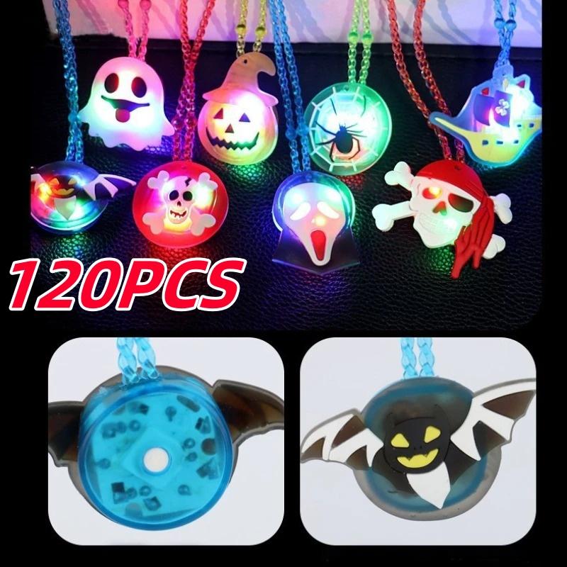 120PCS Halloween Glow Necklace Scary Sparkle props Children Sparkle Necklace Halloween Party decorations Christmas decorations