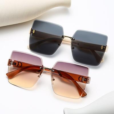 Rimless Cut Edge Square Sunglasses Women's Fashion UV Protection Sunglasses