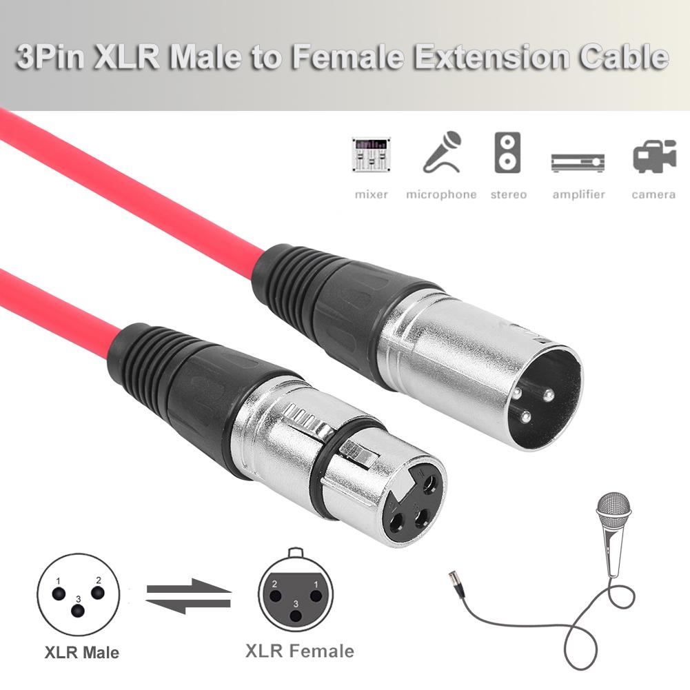 1m 3Pin XLR Male To Female Audio Extension Cable Microphone Cord for Recorder