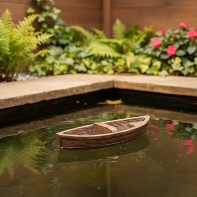 Resin Floating Boat Decoration For Outdoor Garden Pond Landscape Ornament With Realistic Design