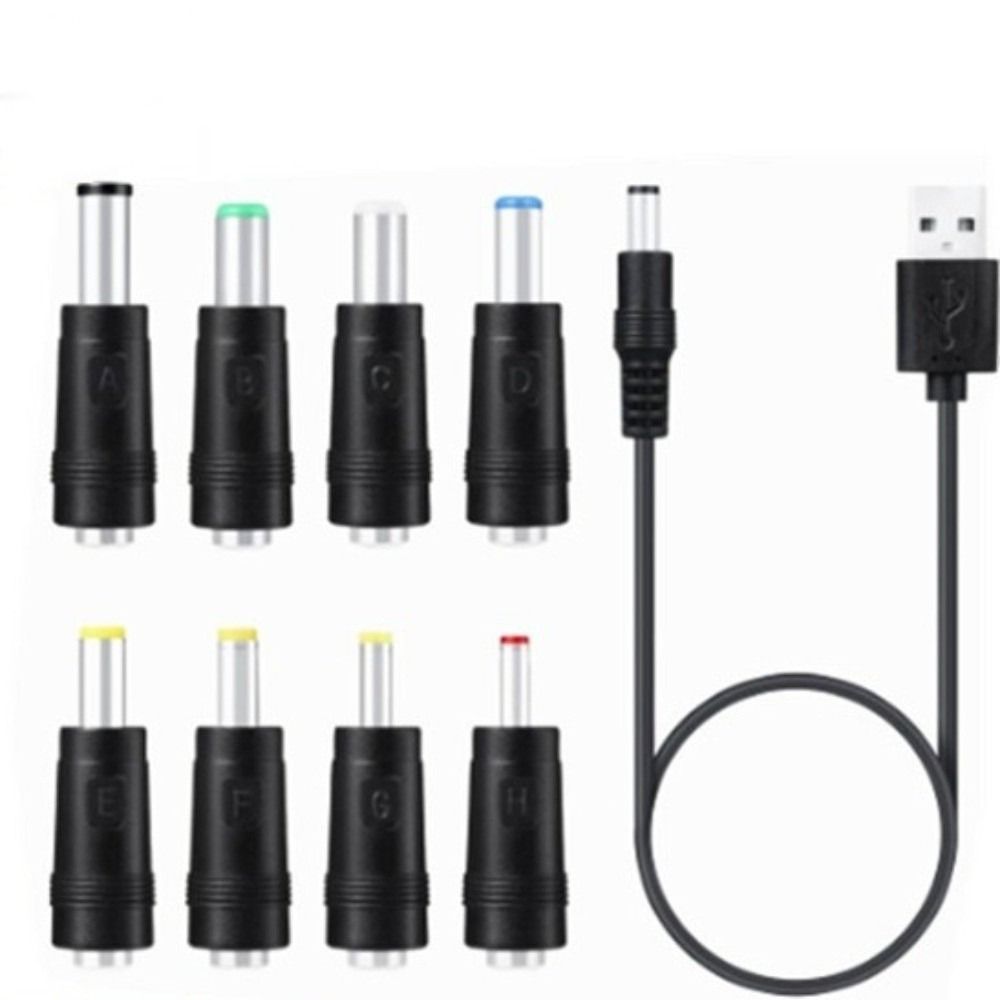 DC Connector USB To DC Cable 8 Tips Selectable Connector Tips 5V Charging Cord Electronic Devices