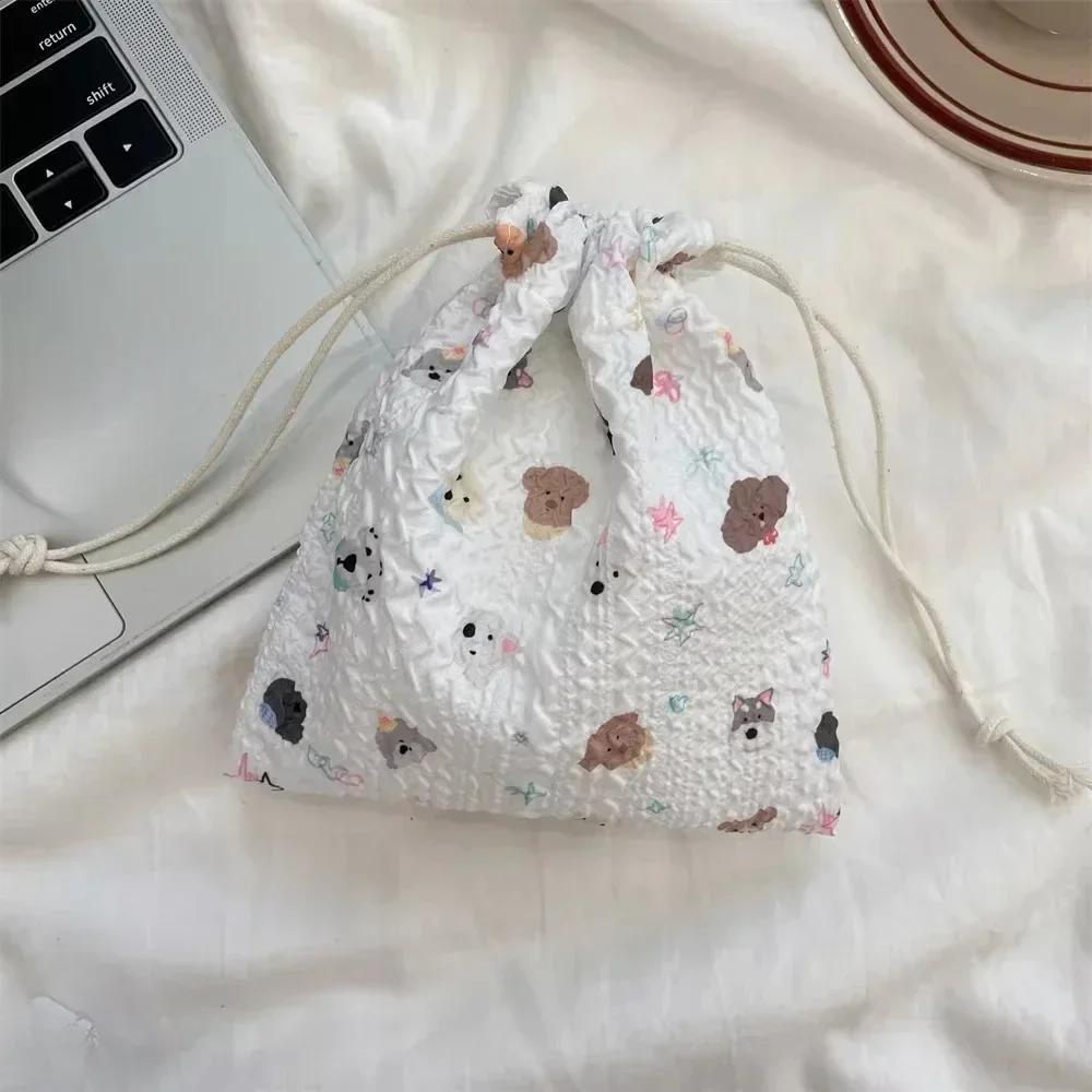 1PCS Women Girls Jewelry Lipstick Cosmetic Tote Rope Pouch String Bags Small Coin Purse Key Earphone Drawstring Storage Bag