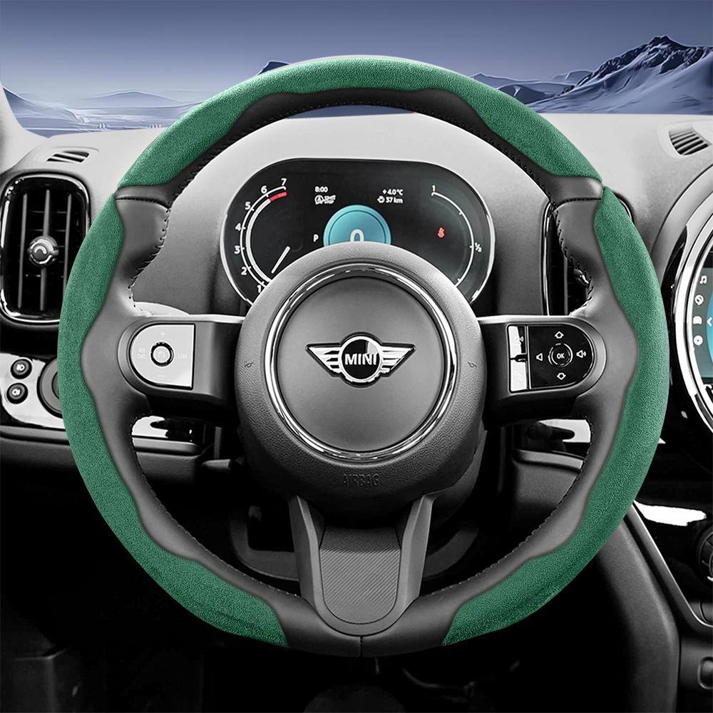 Suitable for Mini Sports Suede Steering Wheel Covers with Split Snap-On Design, Non-Slip and Durable, for Models Such as Cooper 3-Door, Countrakvnt44