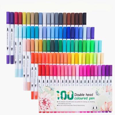 Stylo marqueur de couleur à crochet à Double tête, stylo aquarelle à tête souple, fournitures d'art, ensemble de peinture cadeau pour enfants
