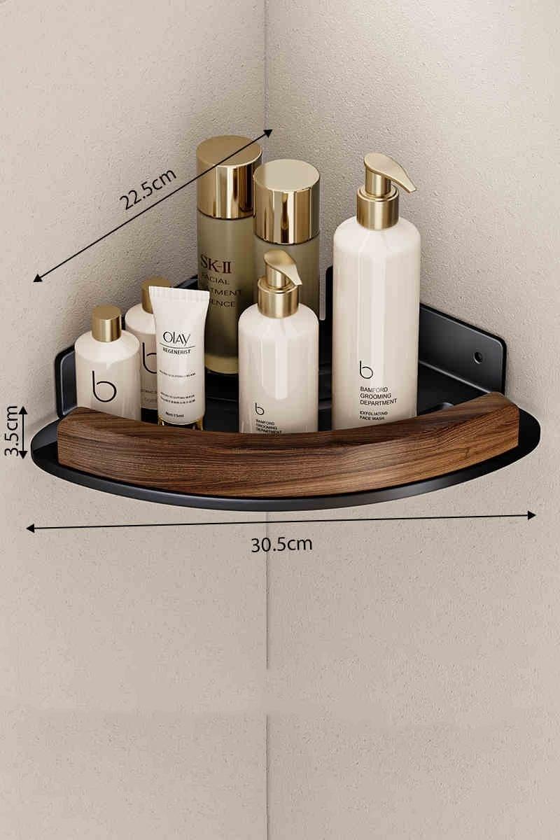Wood Bathroom Shelf Shelves Shampoo Makeup Storage Holder Kitchen Organizer Rack Wall Mounted Corner Shelf Triangular storage