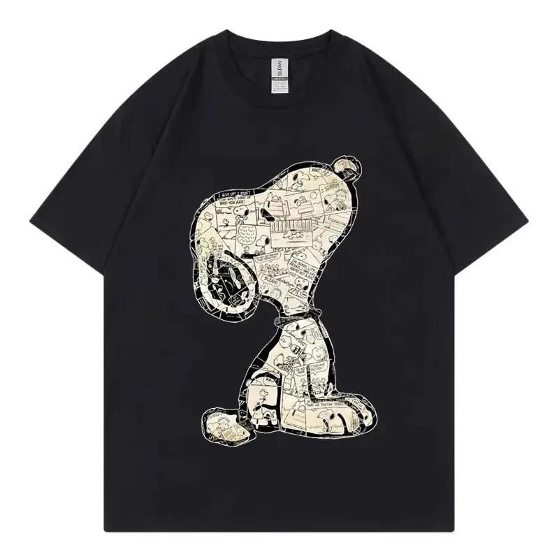 Snoopy Cartoon Anime Women Tshirt Summer Short Sleeve White 100 Cotton Unisex Tee Shirts Tops 2025 New Fashion Couple Clothing