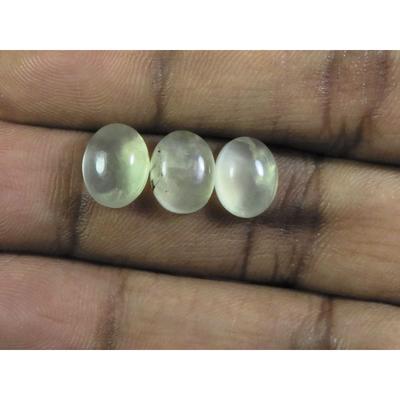 7X10 MM Natural Prehnite Oval Cabochon Loose Gemstone 3 Pcs Lot A-276
