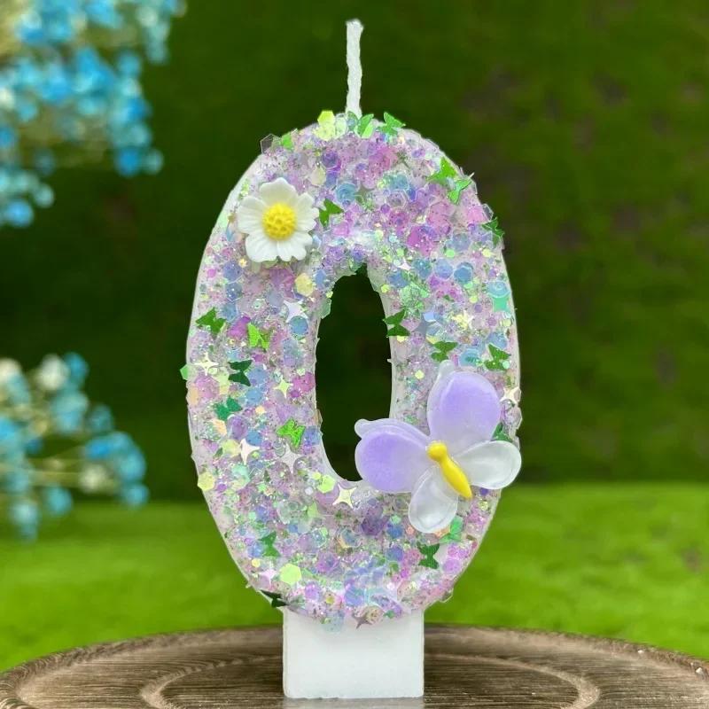 2026 Neue 0-9 Ziffern DIY Geburtstagskerzen Schmetterling Blumen Kindergeburtstag Mädchen Zahl Kuchen Dekorationen Zimmer Dekoration
