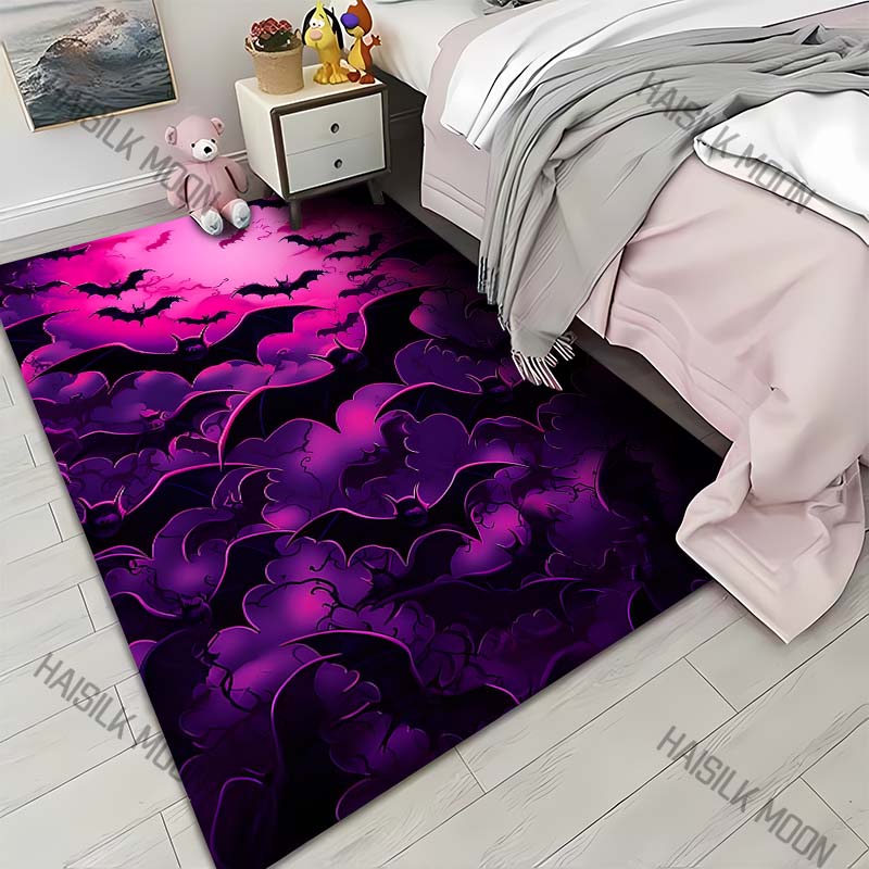 1PC Bloody Bat Halloween Decoration Carpet for Living Room Bedroom Bedside Floor Mat Cloakroom Sofa Area Rugs Luxury Gifts