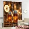 2pcs, 2D FLAT PRINTING Curtains (Without Rod) Golden Cheers(1) Popular Light Filtering Curtains Versatile Polyester Curtains