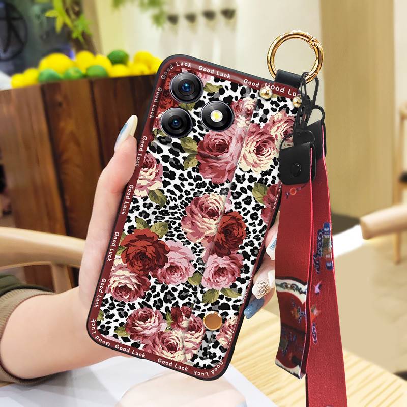Silicone Fashion Phone Case For Ulefone Note18 Ultra Dirt-resistant Durable Lanyard Protective Back Cover Ring Kickstand