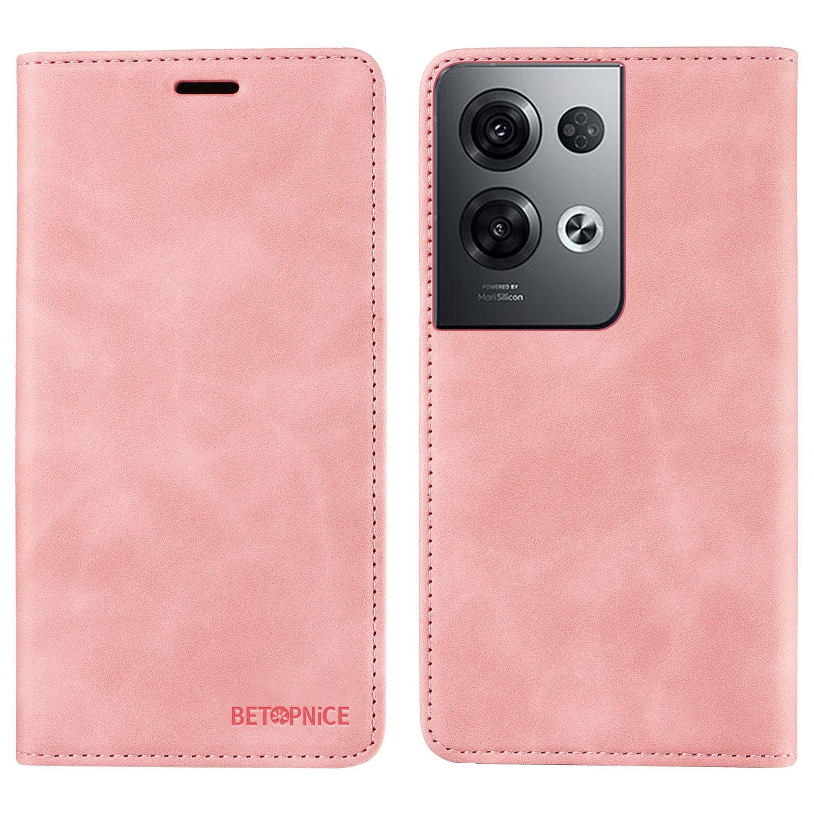 

BETOPNICE 003 For Oppo Reno8 Pro 5G (Global Version)/Reno8 Pro+ (China) 5G Leather Phone Case RFID Blocking Wallet Stand Cover Pink