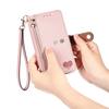 For iPhone 17 Pro Case RFID Blocking Zipper Pocket Leather Wallet Phone Cover with Strap