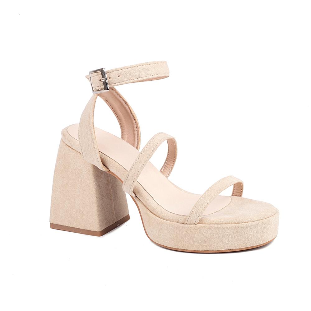 

Модные Летние Новые Сексуальные Вечерние Сандалии из Флока Женские Платформа Элегантные Толстый Высокий Каблук Обувь Трендовый Ремешок на Щиколотке Сандалии Женские Бежевый Розовый 34 бежевый