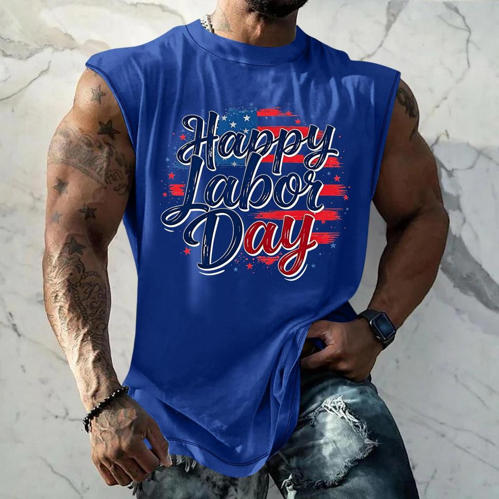 Men Sleeveless Tank Top Casual Loose Fit Muscle Shirt Summer Workout Athletic Gym Shirt Printed Graphic Tank Top for Outdoor Activities