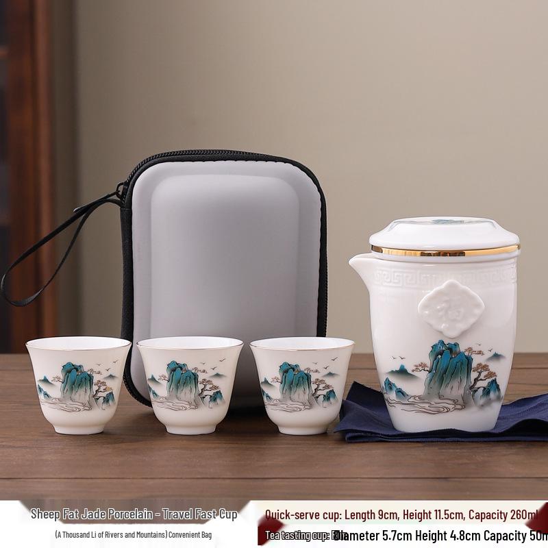 Sheep Fat Jade Panda Tea Set - Cultural & Creative Travel Gift (2025)