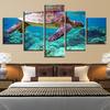 5 Pieces Sea Turtle Wall Art Paintings Modular Canvas HD Prints Underwater Landscape Pictures Posters Home Decor No Framed