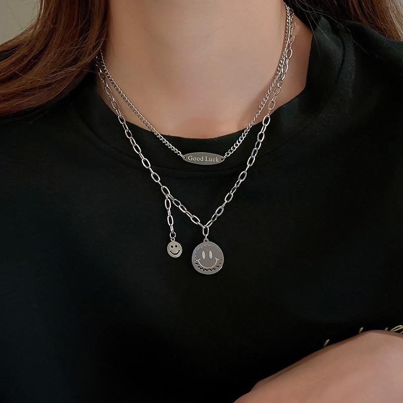 Titanium Steel Black Heart Pendant Necklace - High-End Niche Design Sweater Chain