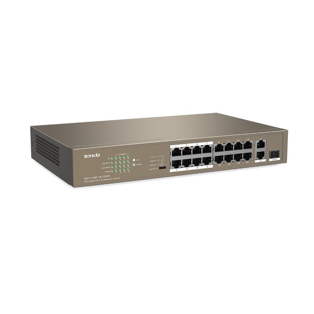 

Коммутатор Tenda 16port Tef1118p-16-150w